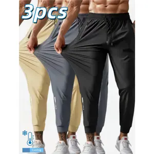 3-Pack Assorted Colors Men’s Ice Silk Fiber Summer Breathable Casual Sports Pants