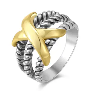 Aprilery Twisted Wire Ring Jewelry – Bold Criss-Cross Designer Statement Band for Women