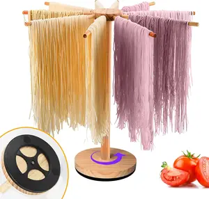 Pasta Drying Rack, 10-Arm Rotary Wooden Spaghetti Noodle Dryer Rack for Pasta