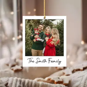 Custom Vintage Photo and Year Acrylic Ornament, Personalized Family Picture Keepsake, Suitable for Family, Couple, Bestie, and Friend Portraits