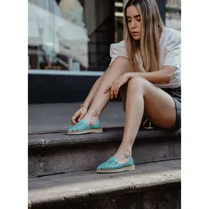 Women's Leather Huarache Sandals - Mint