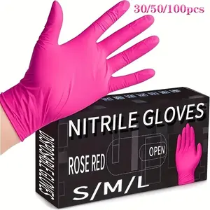 50 Pcs Deep Nitrile Gloves, Disposable Non-Latex, Personal Home Cleaning, Pet Care, Dyeing, S/m/l Sizes, Fashion Household Clean Gloves