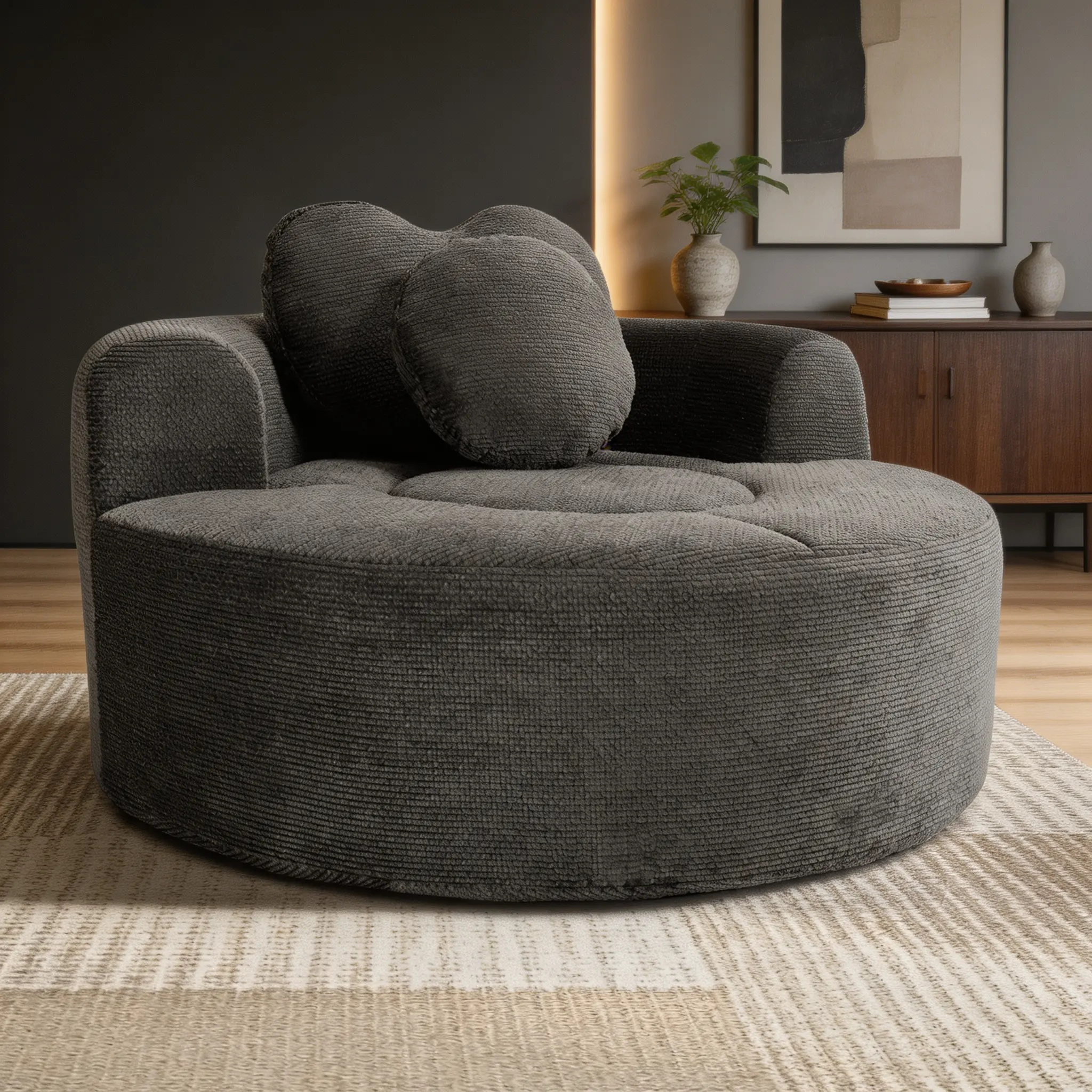 Cloud-Like Round Memory Foam Sectional Sofa Bed, Indoor Living Room Furniture Couch