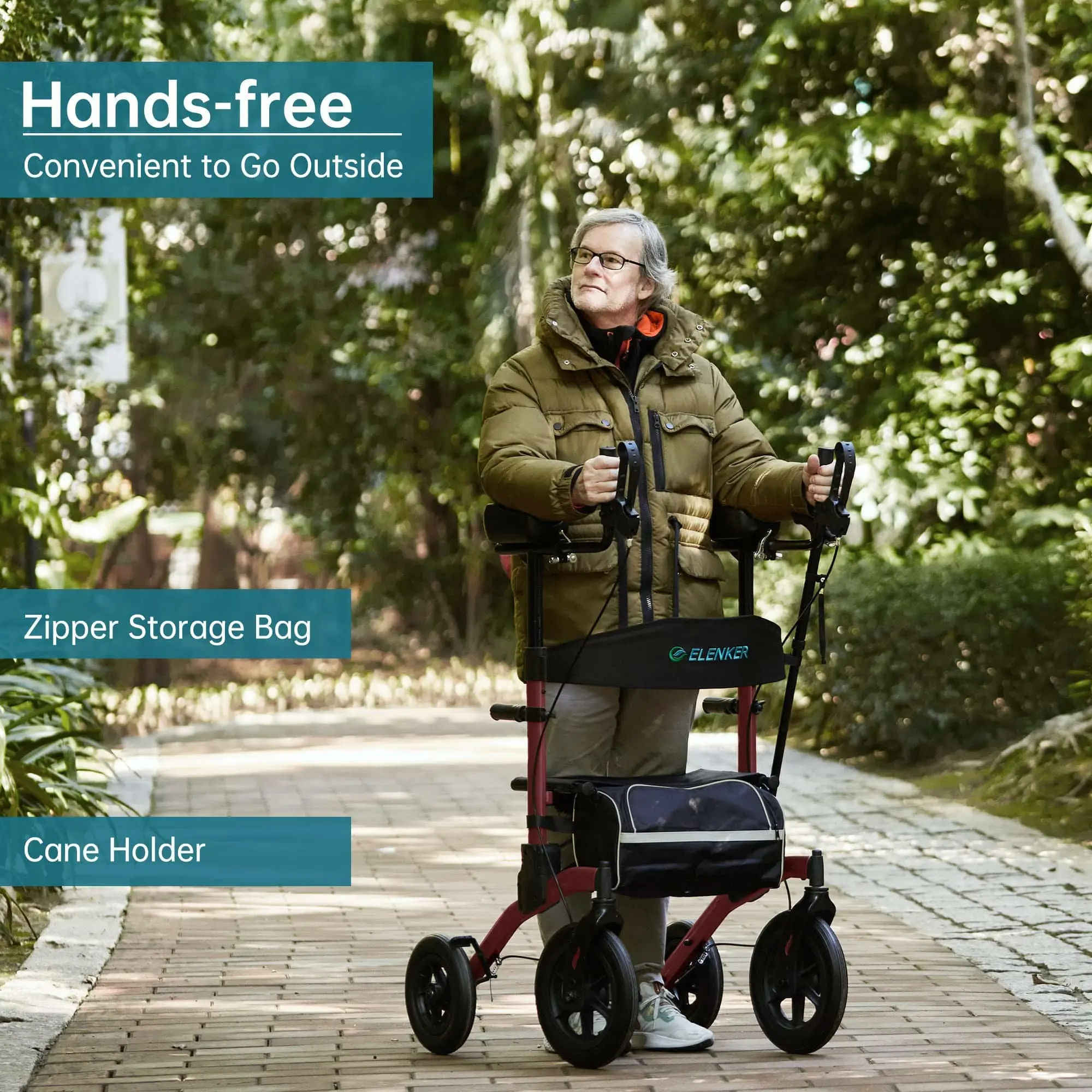 ELENKER HFK-9240-2 Dual‑Brake Upright Walker – 10″ All‑Terrain