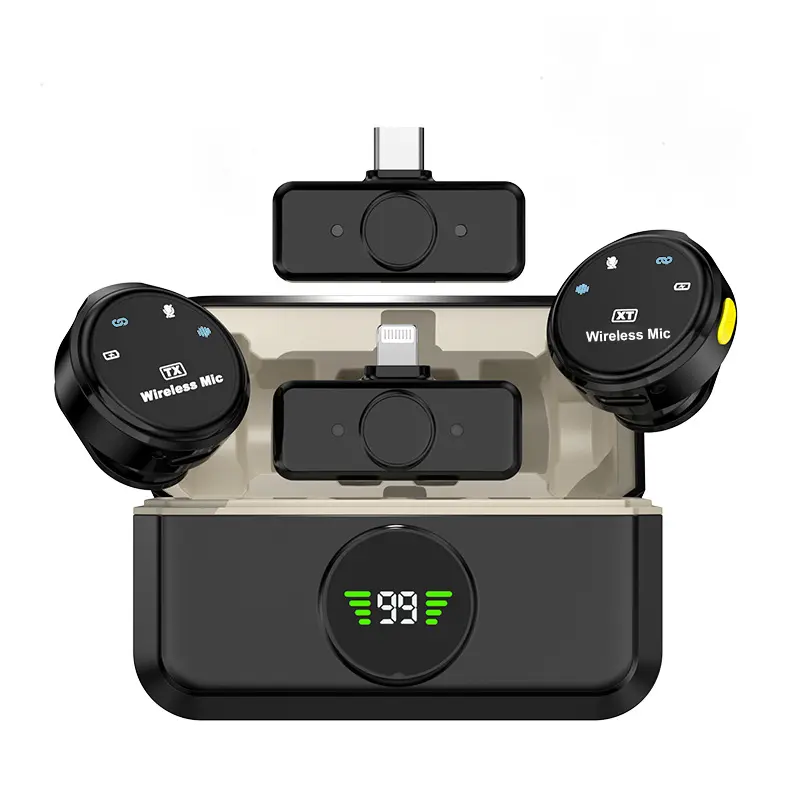 Wireless Lavalier microphone for iPhone, Android, Magnetic Mini Mic for Vlogs, ASMR,LIVE,Clear Audio Recording,Noise Cancelling,With Charging Case