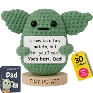 Dad Gifts for Fathers Day - Handmade Baby Yoda Positive Crochet with 30 Funny Signs - Father's Day Gag Gifts for Men, Best Dad Ever Birthday Presents for Men Husband, Fathersday Gift From Son Daughter