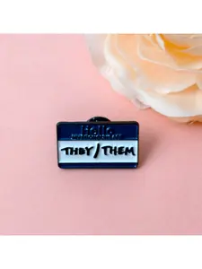 Enamel Pin "Hello My Pronouns Are They/Them" Name Tag Badge LGBTQ+ Non-Binary Accessory for Backpacks Jackets Hats Bags Enamel Lapel Pins Brooch Pin