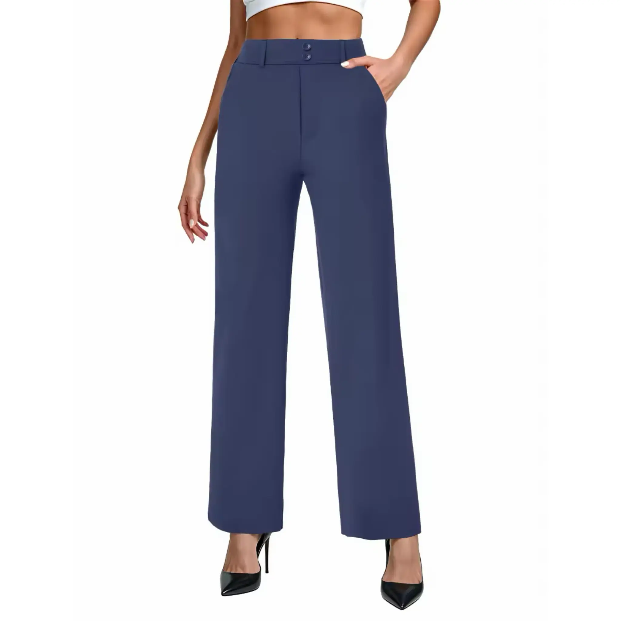 FireSwan Womens Wide Leg Dress Pants High Waist Stretch Slacks Work Pants  with Pockets Business Casual Office Trousers - TikTok Shop