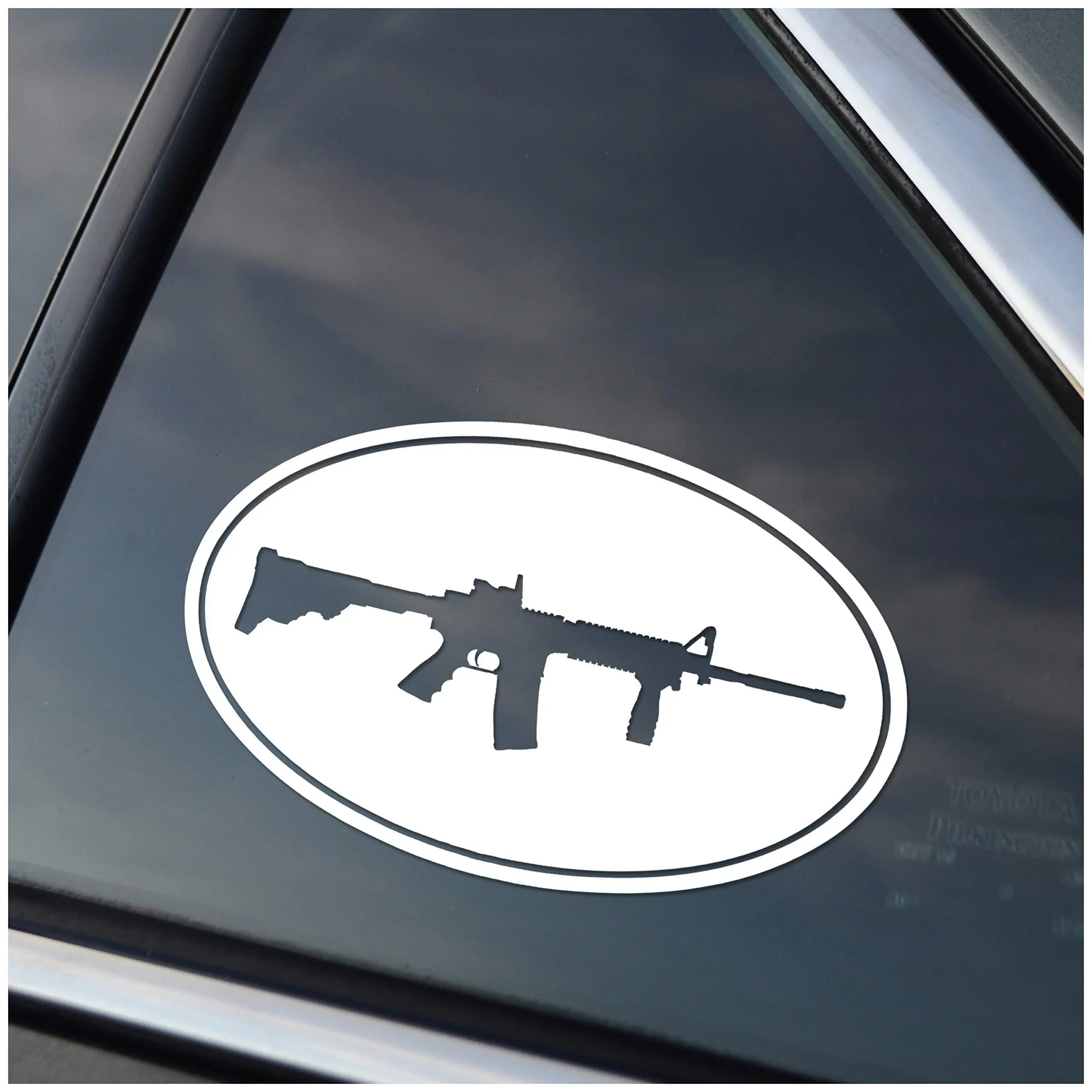 Tactical Truck Decal Rifle AR15 Oval for Car or Truck by StickemAll Vinyl Decals for Cars, Trucks, Trailers, Boats, RVs and Golf Carts