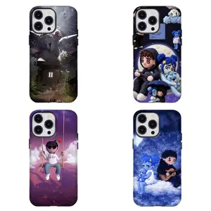 Sad Boy Aesthetic Phone Case Plush Cartoon Couple Design Compatible for iPhone 17 16 15 14 13 12 11 and for Samsung S21-S25 Perfect Gift for K-pop/Latin Music Fans