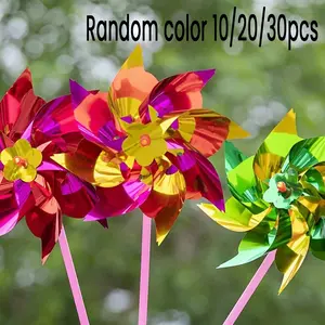Plastic Rainbow Windmills Party Set, Wind Spinner, Waterproof Sunscreen, Garden Decor, DIY Assembly, Outdoor Toys, Random Colors, 10/20/30 Pieces