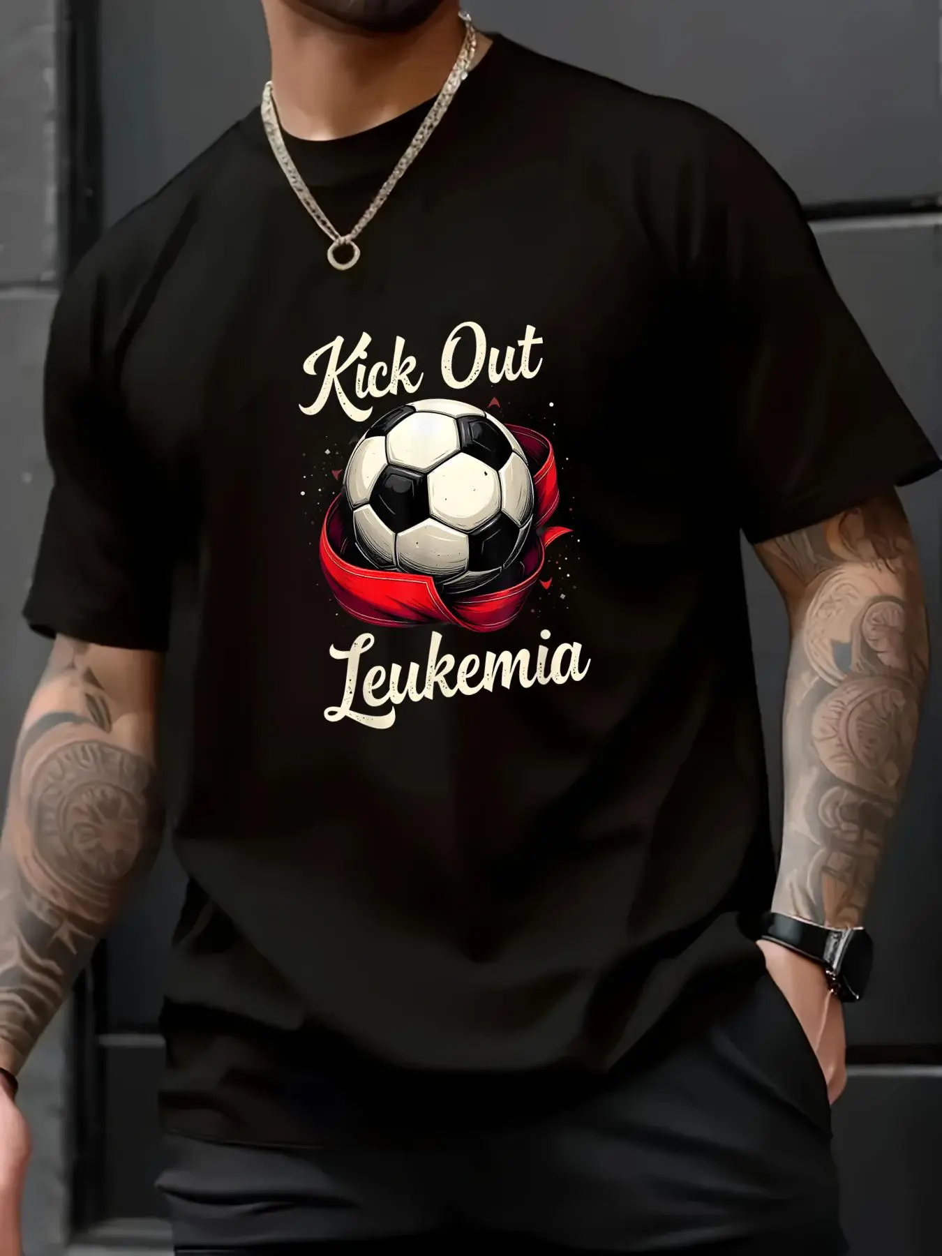 Kick Out Leukemia Awareness T-Shirt, Unisex 100% Cotton Casual Loose Fit Top with Short Sleeves - Limited Edition Orange Ribbon Graphic Gift, Tshirt, Shortsleeve, Menswear, Soft, Graphic T Shirts, Printed, All Seasons