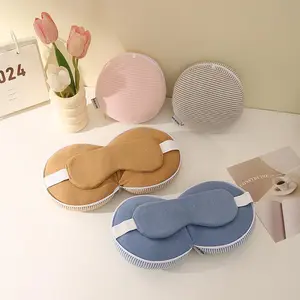 2-in-1 U-Shaped Soft Cotton Support Travel Neck Pillow with Blackout Sleep Mask, Convertible Nap Set for Airplane Travel, Office Lunch Break, Blackout Mask