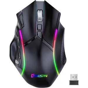 Gaming , Tri-Mode 2.4G//USB-C, 24000 DPI, 12 Programmable Buttons, 500mAh Rechargeable , 7 RGB Lighting Modes, -Board Memory for Laptop/PC/ (Black)