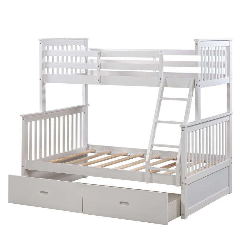 Twin Over Full Bunk Bed with Storage Drawers, Wooden Bunk Bed with Ladder and Safety Guard Rails,One bed for multiple purposes: it is a family bed, storage cabinet, and even a gaming paradise