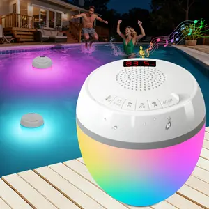 3 in 1 Bluetooth Pool Speaker with Digital Thermometer, Floating Pool Speaker with Colorful Lights,Hot Tub Speakers IP68 Waterproof, TWS Portable Speaker, Loud Sound Floating Speakers for Pool-Light Blue