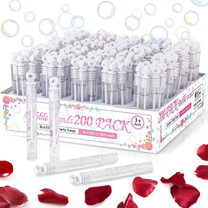 200-Pack Pre-Filled Transparent Mini Round Bubble Wands, Unisex Bulk Bubble Sticks for Wedding Send Off, Family Gatherings, Gift Bags, Sports & Outdoor Protective Gear Accessories, Bridal Showers, Enhance Party Atmosphere, Create Endless Fun