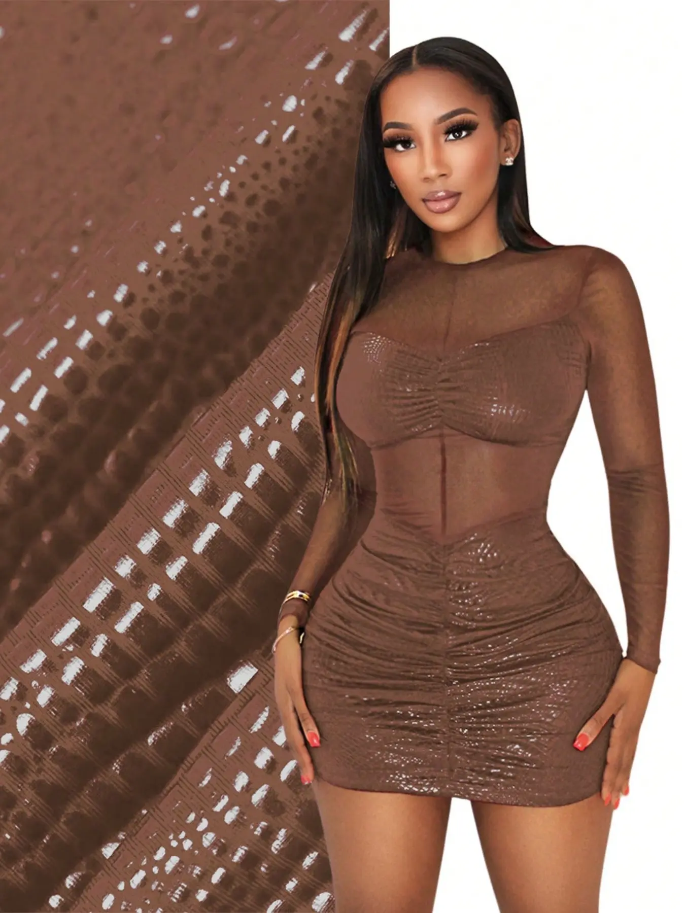 Elegant Sheer Mesh Long Sleeve Dress for Women, Chic Slim-Fitting Dress for  Daily Wear, Date Nights, Parties & Stages - TikTok Shop