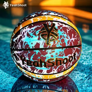 Yeahshoot Reflective Basketball, High Visibility Glow-In-The-Dark PU Training Ball, Durable Practice Basketball for Night Games