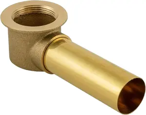 Bath Waste and Overflow Shoe, 1-1/2 Inch Tubular Outlet, Brass Coarse Thread
