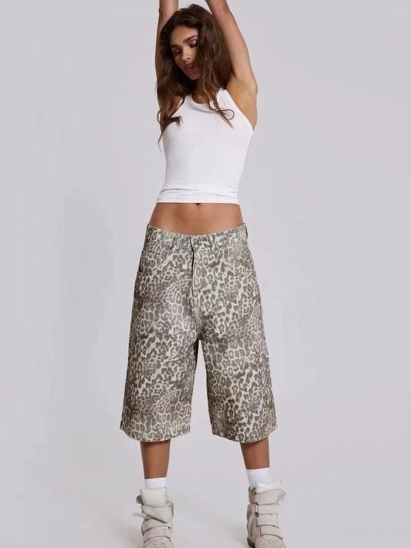 Jaded London Jorts Leopard Fade Colossus Jorts