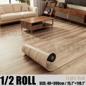 PVC Thickened Retro Wood Grain Flooring Roll, Self-Adhesive Coating, Easy Peel & Stick Installation, Wear Resistant Indoor Use, Home, Durable PVC Material