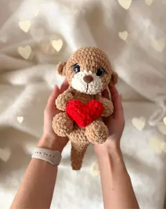 Valentine Otter Danny Crochet, Valentines Day Amigurumi Otter, Crochet otter, crochet heart, amigurumi heart