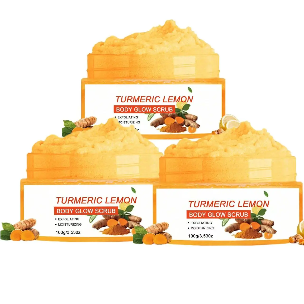 Turmeric Body Scrub, Botanical Skin Cleanser for Dullness & Uneven Tone, Gentle Exfoliating Scrub for Smooth & Glowing Skin Texture