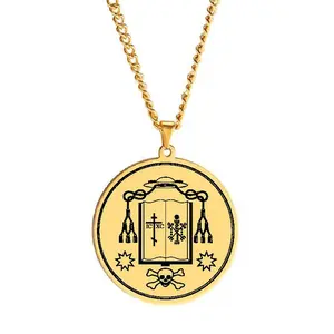 St Cyprian of Antioch Necklace Stainless Steel Magic Amulet Vademecum Prayer Pendant