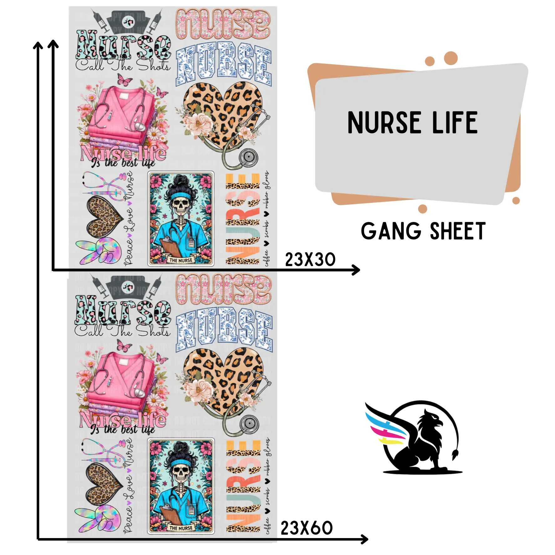 Nurse Life | Premade DTF Transfer Gang Sheet For Graphic Tees