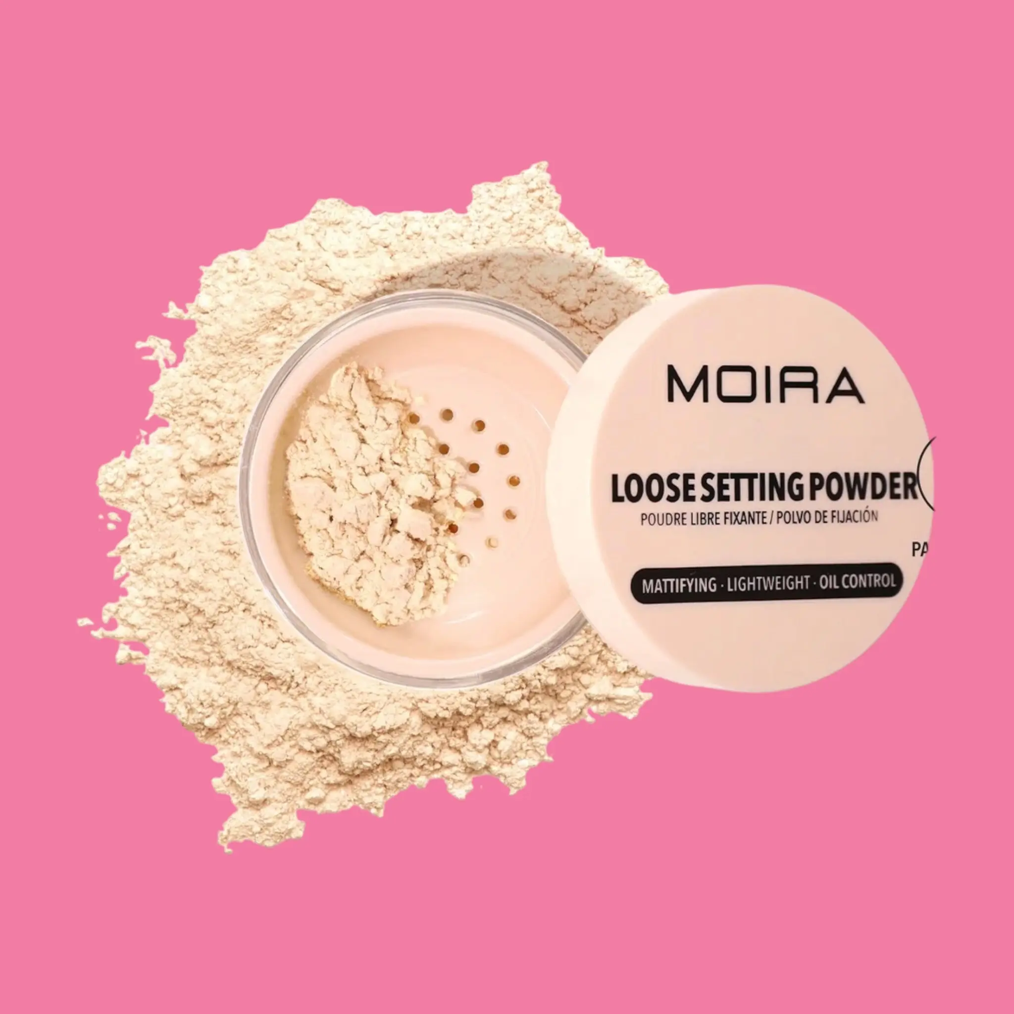 MOIRA Beauty Loose Setting Powder with Collagen & Vitamin E, Hydrating, Blurring & Oil Control Formula, Talc-Free & Cruelty-Free for All Skin Types, Blend, Loose Powder, Smooth, Radiant, Brush, Cosmetic