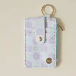 Flower & Check Power Keychain Wallet