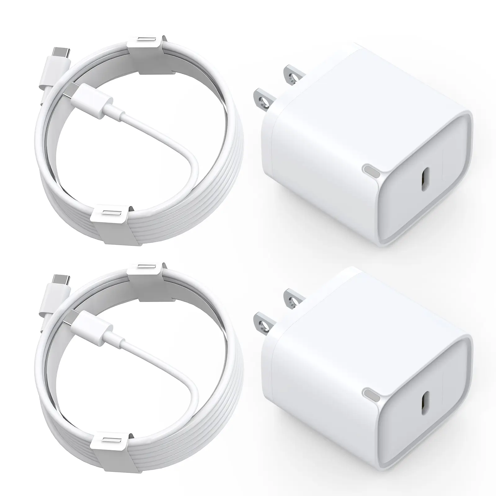 2-Pack Fast USB-C Charger for iPhone 16/15 Pro Max, iPad & AirPods – Includes 3.3FT Cables (20W PD)