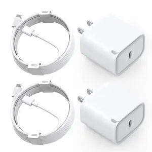2-Pack Fast USB-C Charger for iPhone 16/15 Pro Max, iPad & AirPods – Includes 3.3FT Cables (20W PD)