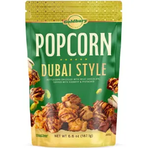 GOLDBURY Delights Popcorn Dubai Style, From Makers of Beemax Chocolate, Milk Drizzled Kettlecorn Layered Pistachio & Kadaif, Gourmet for Snacking, Gifting & More, 6.6 oz Resealable Pouch