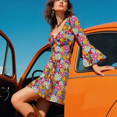 fashion 70s dresses 1970s California The Look You Love Maxi Dress  Birch House Vintage feels like cotton 70s Psychedelic Maxi Dress