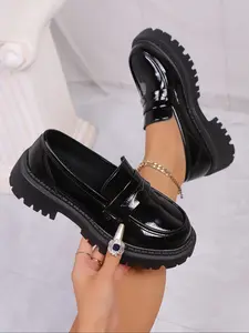 DOLLMOD Stylish Platform Loafers, Elegant Commuter Style for Women, Comfortable Everyday Footwear, Ideal Valentine's Day Gift, Flatform, Slip On Loafers, Rubber