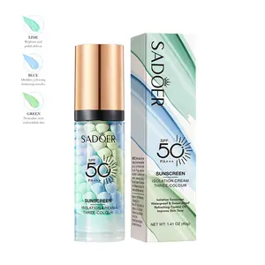 SPF 50+ PA+++ 3-in-1 Sunscreen Isolation Cream, Color Corrector Face Primer, Moisturizing & Pore-Blurring, Pre-Makeup Base for Oil Control, Luminous Even Skin Tone