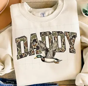 Camo Daddy Checkered Sweatshirt T-Shirt, Father's Day Gifts, Camo Flying Mallard Duck Tee, Duck Hunting Tee, Mallard Hoodie, Hunting Shirt, Camo Shirt