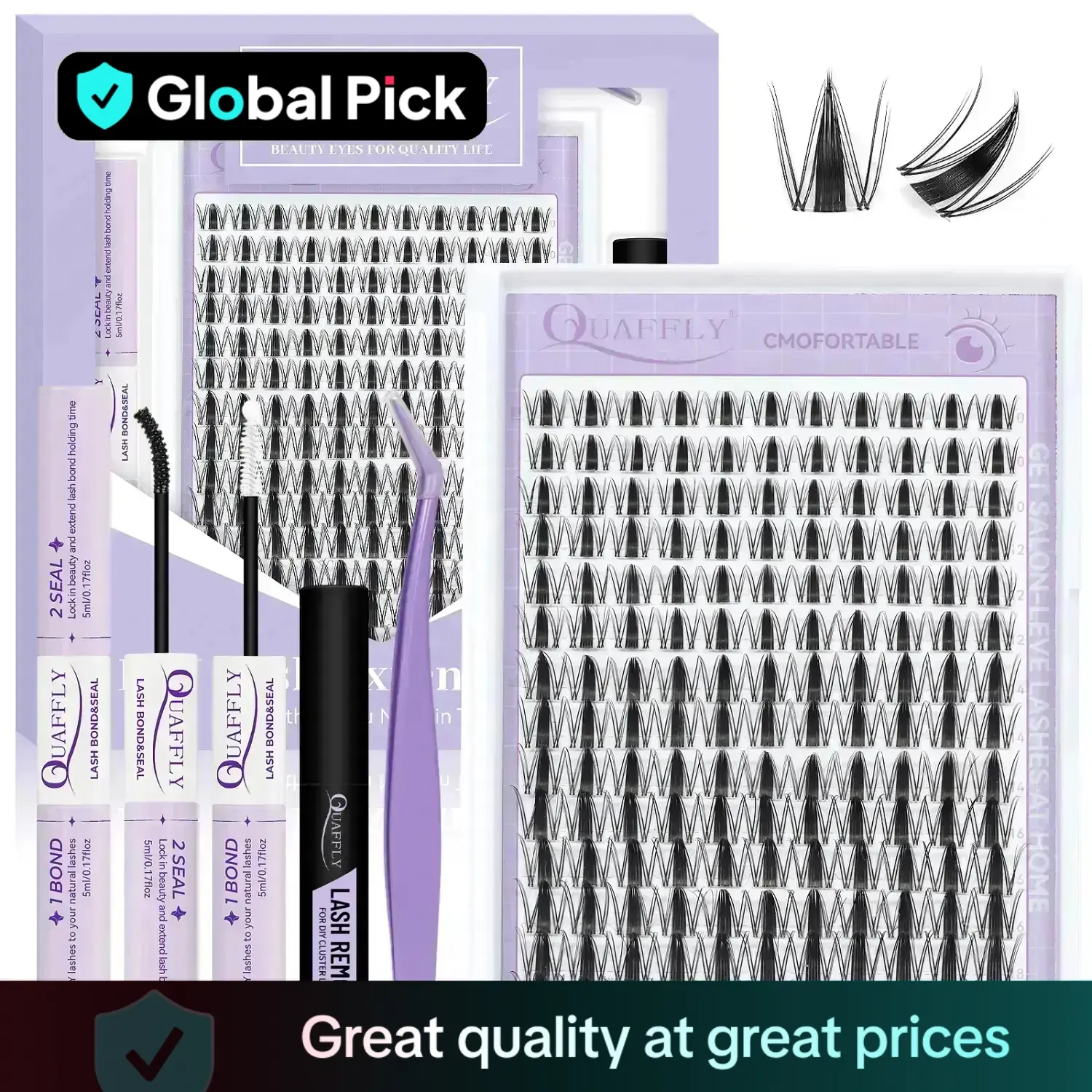 Fairy Lash Clusters Kit Eyelash Extensions Set, Manga Eyelash Clusters Eyelash Bond Glue Remover Tweezers, Diy Spider Eyelash Extensions Kit, Individu