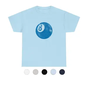 Light Blue Viral 8 Ball Aesthetic T-shirt, Full Color Cute Unisex Tshirt Casual Cotton Top, for Men & Women, Light Blue 8 Ball Womenswear Streetwear