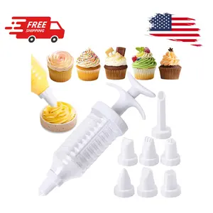 Cake Decorating Gun, Cake Decorating Kit with 8 Piping Tips, White