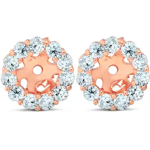 3/8ct Halo Diamond Earring Jackets 14K Rose Gold (4mm)