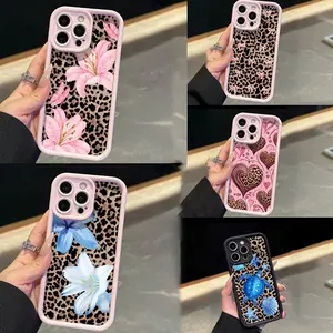 Cute Leopard & Milk Pattern iPhone Case Drop-Proof Scratch-Resistant Pink Black for 17/16/15/14/13/12/11/X/XS/XS Max/17e/12.13 Mini Holiday Gift