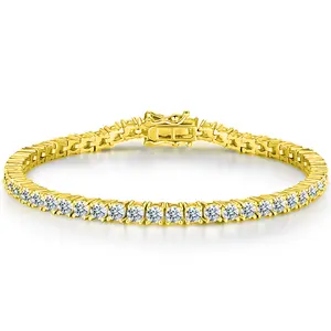 Tennis Bracelet Men's and Women's D Color VVS Round Cut4mm 18K Gold Plated Fashion Stack Bracelet FriendshipMatching Charm Jewelry FathersDayGift TikTokShopBlackFriday