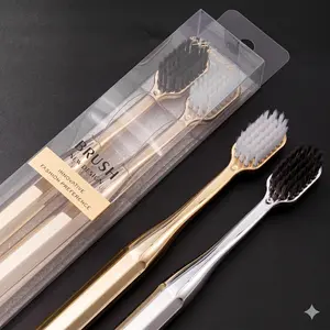 Aesthetic Gold & Silver Toothbrush 6 Pack - Ultra Soft Bristles Bathroom Essential