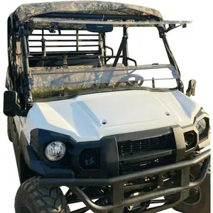 2-IN-1 Folding Windshield Compatible with 2015+ Kawasaki Mule Pro FXT/DXT/DX/FX Clear Flip Windscreen Gas Spring Included Heavy Duty Scratch Resistance