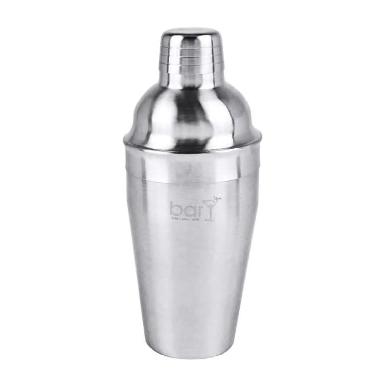 Bary3 6026565 18 oz Stainless Steel Cocktail Shaker with Strainer - Silver