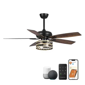 Industrial Farmhouse 52" Alward Smart Ceiling Fan | App & Voice Control with Light Kit
