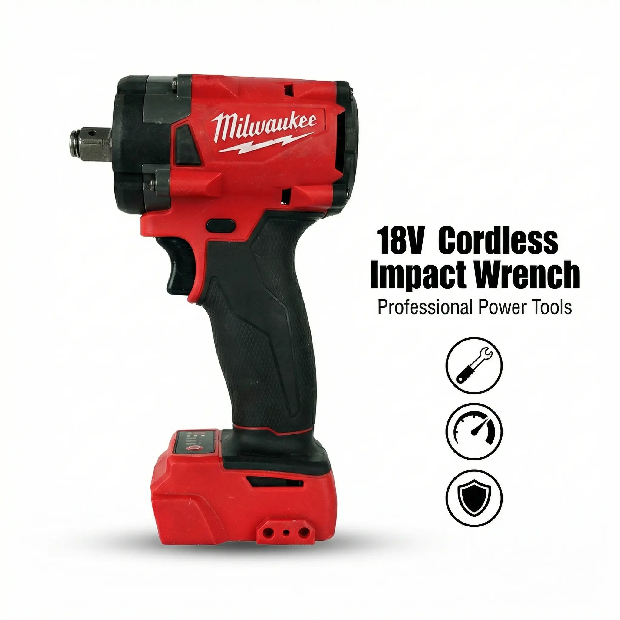 Milwaukee M18 18V Brushless 1/2" Impact Wrench Cordless Power Tool Kit - 300Nm 4-Mode Torque, Charger Included - Power Tools for Car Repair (M18 Series), Cordless Power Tools